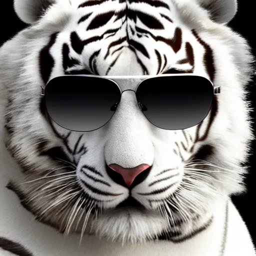 Image similar to anthro white tiger wearing aviators, digital art, very detailed, artstation