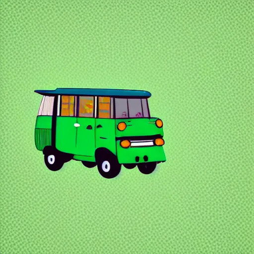 Prompt: Illustration of a tuk tuk with a pure green background