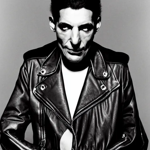 Prompt: A pharaoh wearing a leather jacket, portrait, by Derek Ridgers, Richard Avedon, Mario Testino