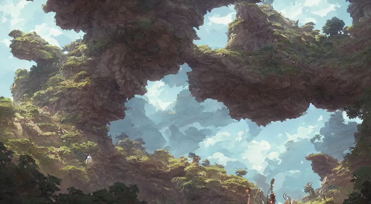 Image similar to a land divided, by studio ghibli and greg rutkowski,