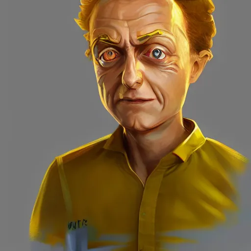 Prompt: morty from rick and morty as a human wearing yellow shirt, highly detailed portrait, digital painting, artstation, concept art, smooth, sharp foccus ilustration, artstation hq