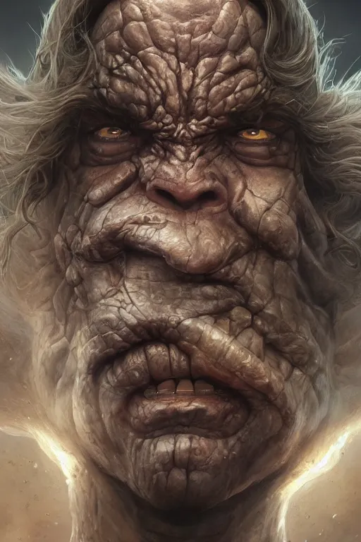 Image similar to closeup portrait shot of olivier richters as destruction of the endless, the sandman, herculean thanos, conan the barbarian, highly detailed, digital painting, artstation, concept art, soft focus, depth of field, artgerm, tomasz alen kopera, peter mohrbacher, donato giancola, wlop, boris vallejo