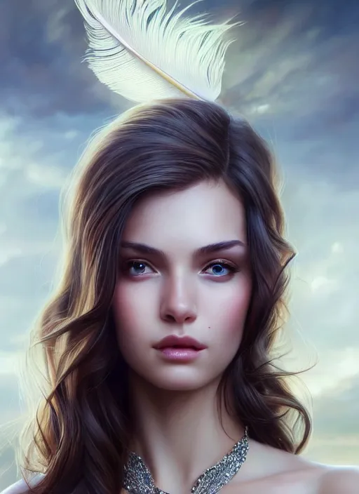 Image similar to a gorgeous female photo, professionally retouched, award winning, hyperdetailed, ray tracing, soft lighting, feather hair, realistic, smooth face, perfect eyes, wide angle, sharp focus on eyes, 8 k high definition, insanely detailed, intricate, elegant, art by artgerm and greg rutkowski and j scott campbell