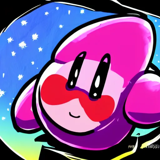 Prompt: kirby digital art, high definition, ink sketch