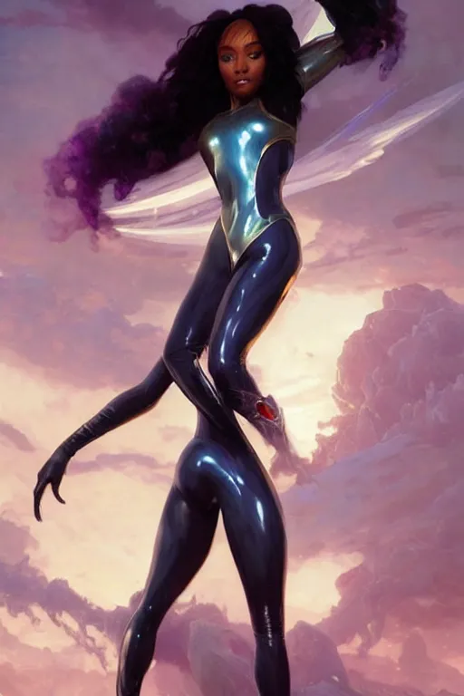 Image similar to normani as aeon flux starfire profile picture by Greg Rutkowski, matte painting, intricate, fantasy concept art, elegant, by Stanley Artgerm Lau, WLOP, golden ratio, thomas kindkade, alphonse mucha, loish, norman Rockwell,