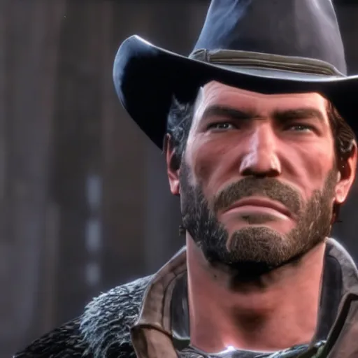 Prompt: Arthur Morgan Mugshot