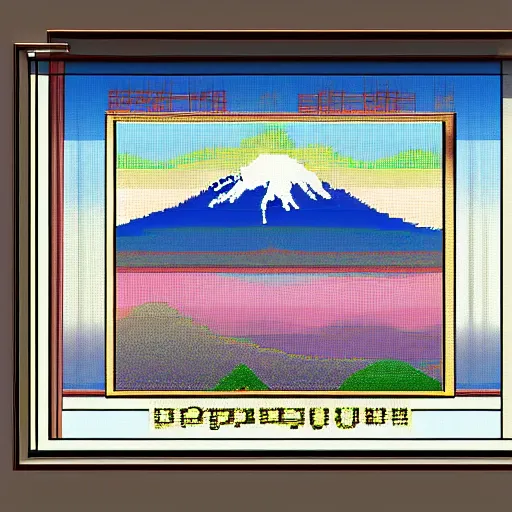 Image similar to Pixel art of mount Fuji, simplistic