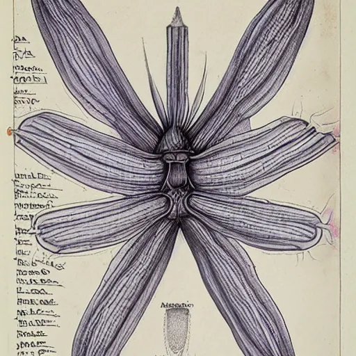 Image similar to auroralumina attenboroughii, detailled anatomic drawing,