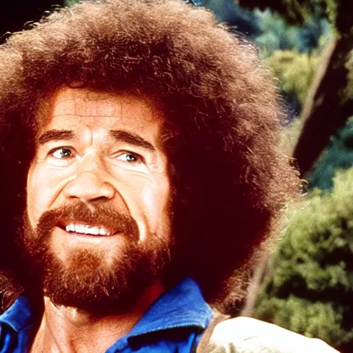 Image similar to A still of Bob Ross as Rambo in Rambo First Blood (1982)