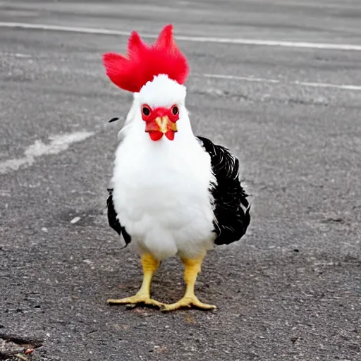 Image similar to photography cute chicken dressed as a prisioner