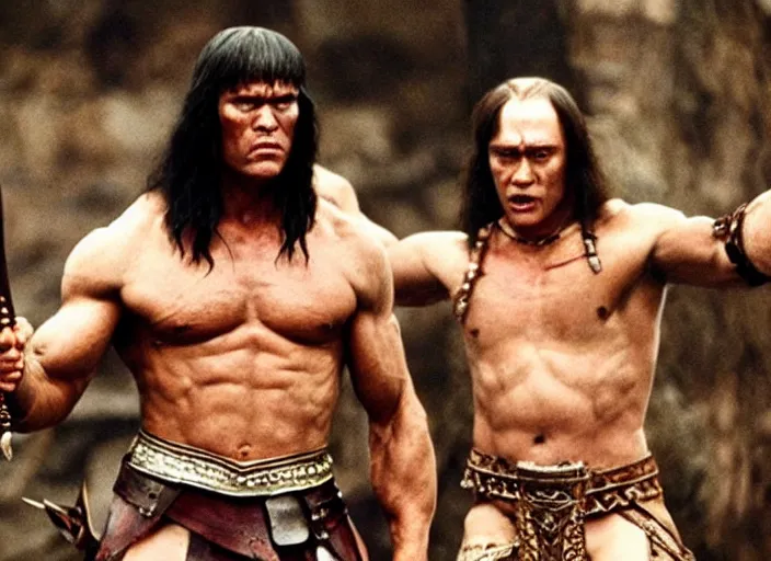 Prompt: film still, vladimir putin in the movie conan the barbarian