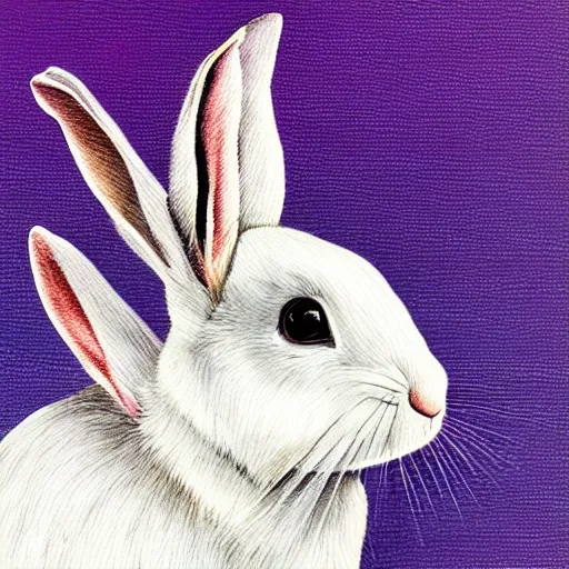 Prompt: realistic rabbit with purple and yellow stripes