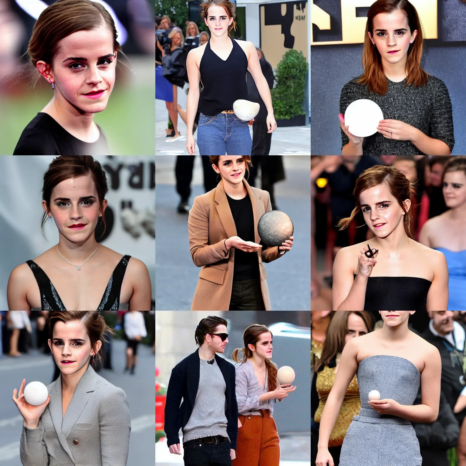 Prompt: emma watson holding a small moon in her pocket