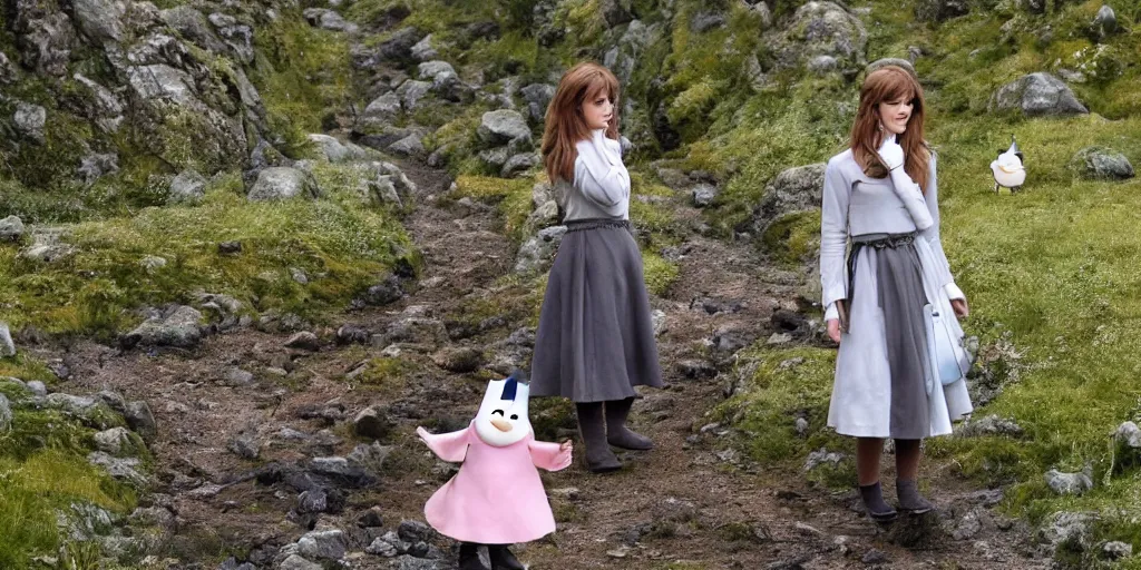 Prompt: emma watson in moomin valley