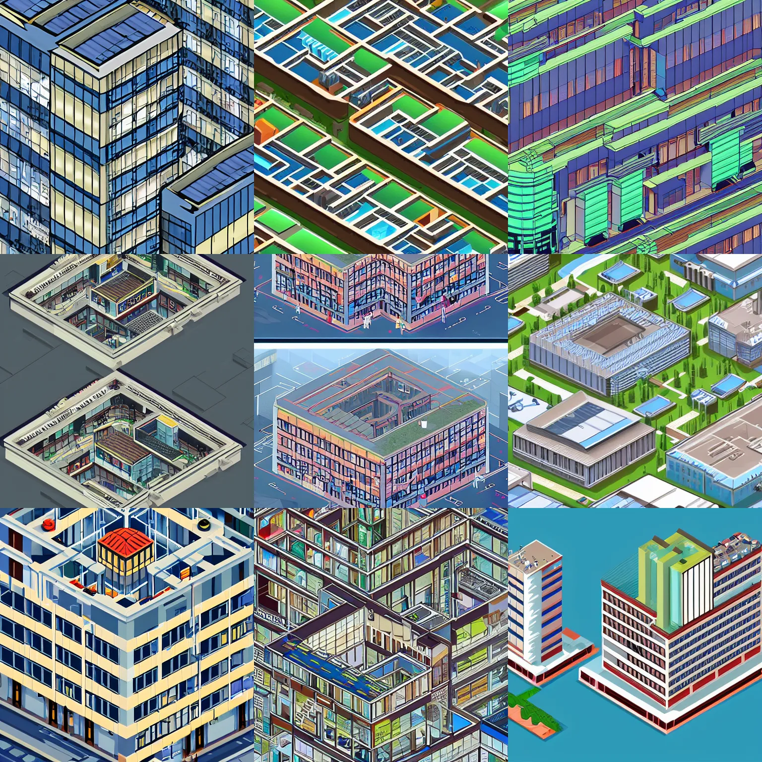 Prompt: a large building with a lot of people inside of it, computer graphics by hariton pushwagner, behance contest winner, institutional critique, isometric, pixel perfect, 2 d game art