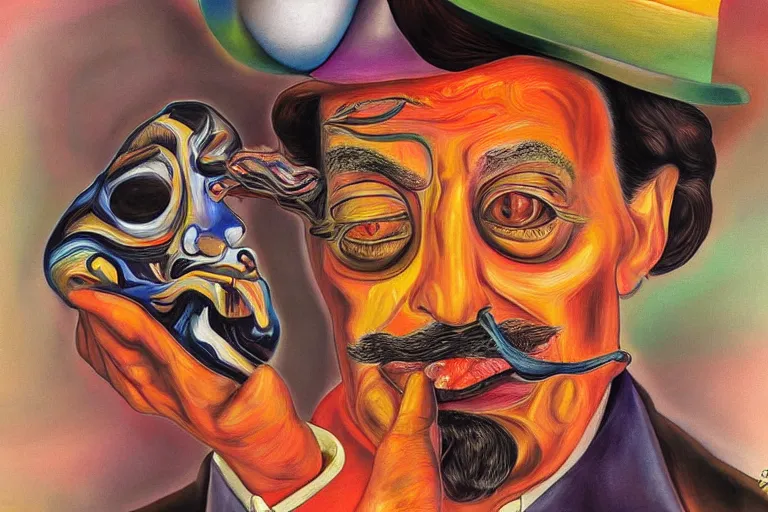 Image similar to portrait of a uncanny painter by Chor Boogie and Salvador Dali collaboration