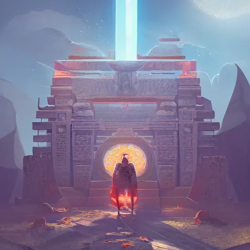 Image similar to ancient solar temple , stylish, lsd, trending on artstation, cinematic, artwork by WLOP