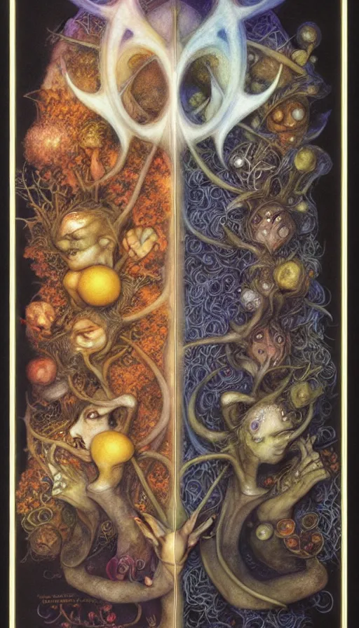 Prompt: the two complementary forces that make up all aspects and phenomena of life, by Brian Froud