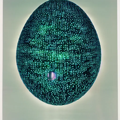 Image similar to annie liebowitz portrait of a plasma energy tron dinosaur egg, made up of glowing electric polygons. cinestill