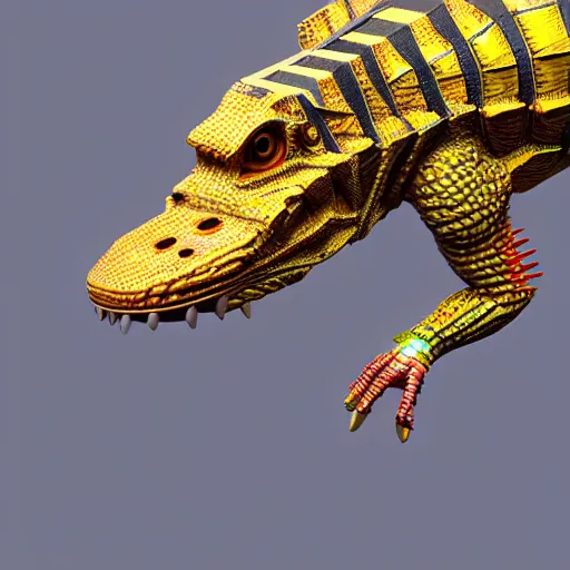 Image similar to cyborg crocodile but minimalistic concept art by frank stella, colorful, vray, octane render, depth of field, trending on artstation, minimalism