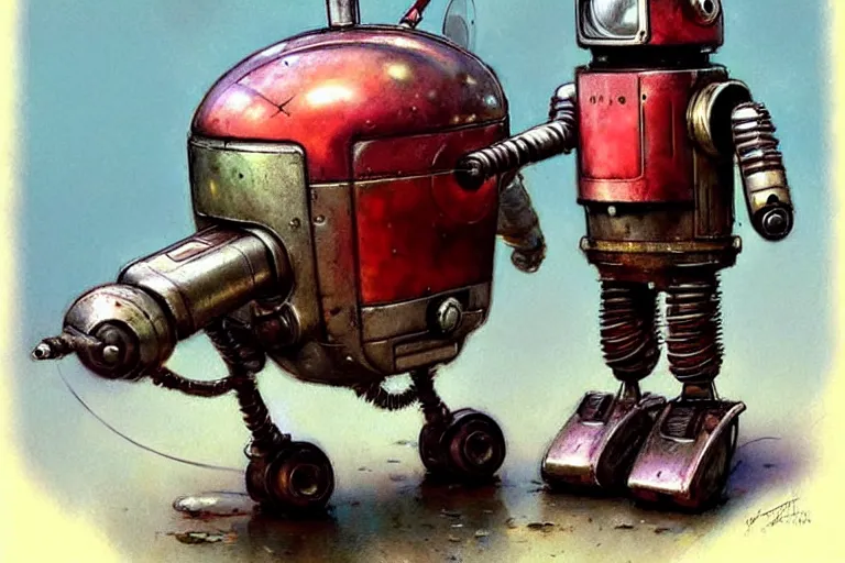 Image similar to adventurer ( ( ( ( ( 1 9 5 0 s retro future robot android mouse cart. muted colors. ) ) ) ) ) by jean baptiste monge!!!!!!!!!!!!!!!!!!!!!!!!! chrome red