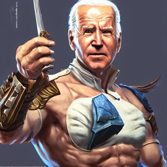 Image similar to joe biden as doa 6 character, d & d, fantasy, highly detailed, digital art, trending on artstation, smooth, sharp focus, illustration, art by peter tang and artgem