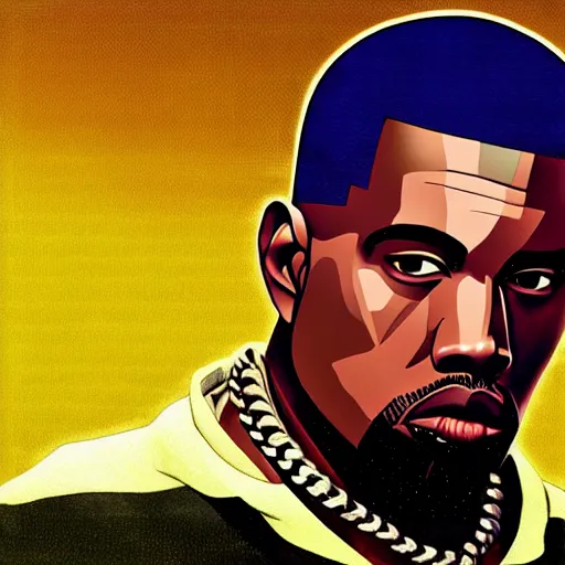 Image similar to anime key visual of rapper Kanye west, pixiv, portrait