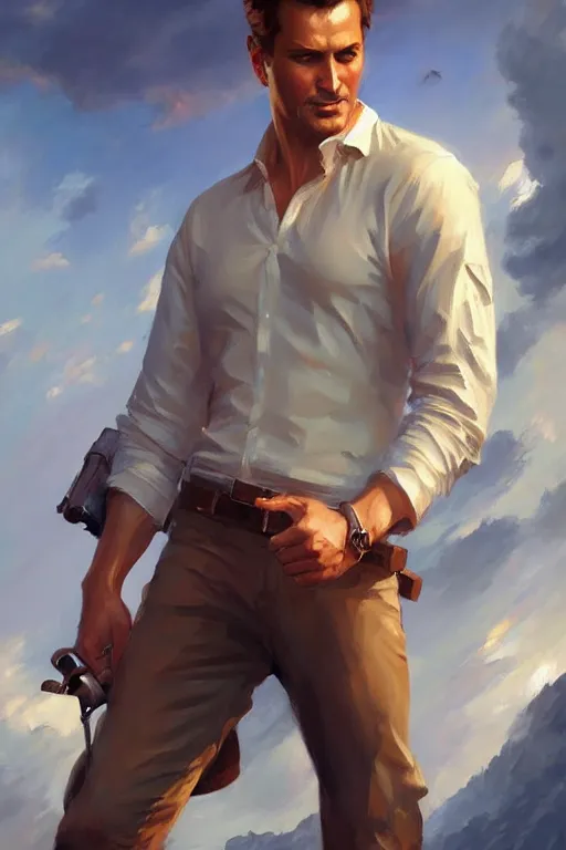 Image similar to uncharted, painting by vladimir volegov, j. c. leyendecker, tom of finland, trending on artstation