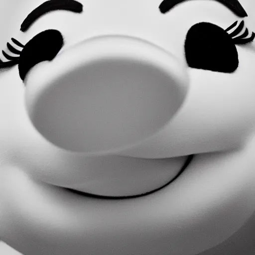 Prompt: professional black and white portrait photography of miss piggy, stunning, 4 k