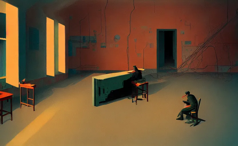 Image similar to Inside Soviet factories gulag, very coherent, painted by Edward Hopper, Wayne Barlowe, painted by James Gilleard, airbrush, art by JamesJean