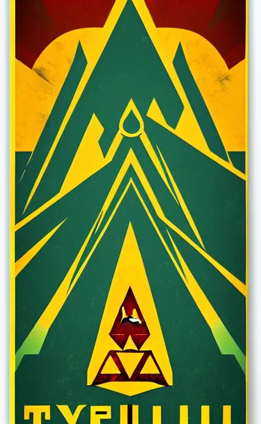 Prompt: art deco travel poster. hyrule field legend of zelda ocarina of time