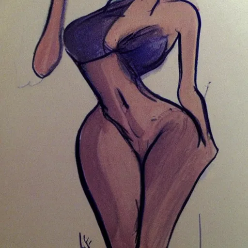 Image similar to milt kahl sketch of victoria justice with kim kardashian body