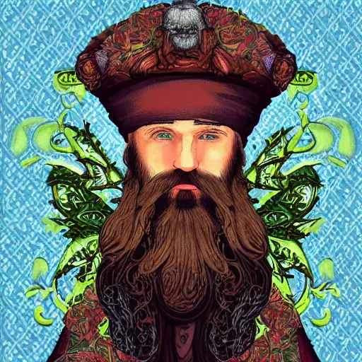 Image similar to cyber floral bearded orthodox druid