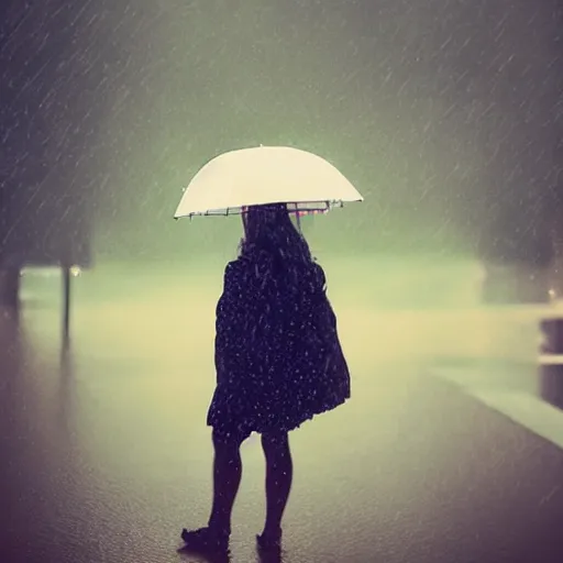 Image similar to rain, pattern, retrowave, umbrella, girl