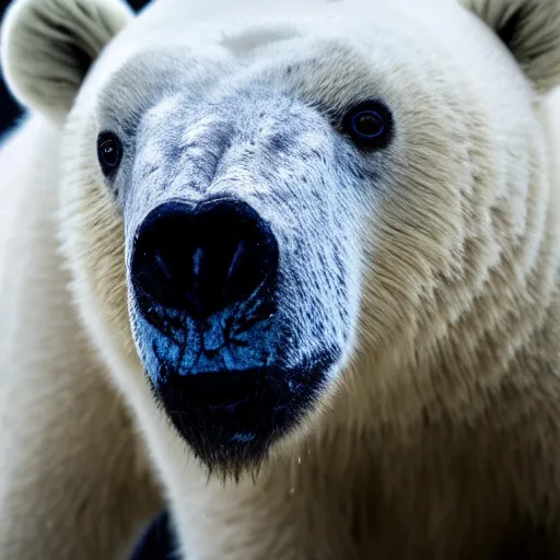 Prompt: close up portrait shot of a shaved polar bear