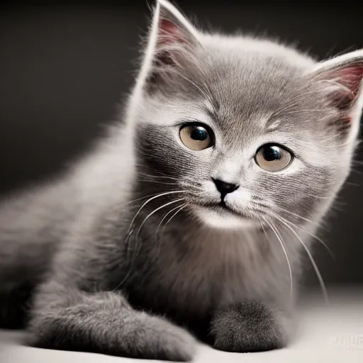 Image similar to a portrait photo of a cute solid gray kitten wearing a tuxedo by edward weston, auto graflex, 2 1 0 mm ƒ / 6 4 zeiss tessar, agfa isopan iso 2 5, pepper no. 3 5, 1 9 3 0, high quality photo, highly detailed, studio lighting, fine - art photography, tack sharp