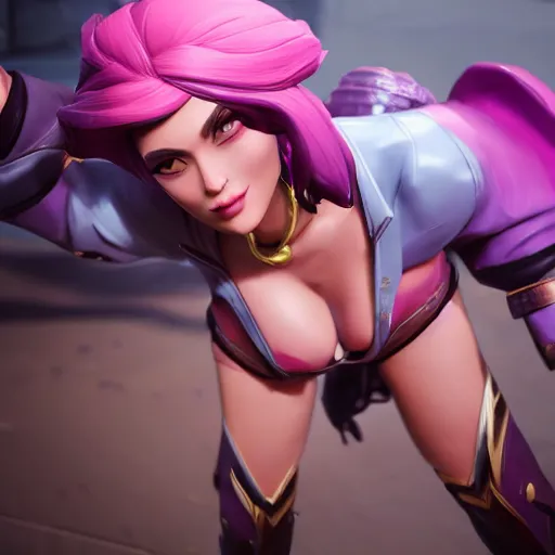 Image similar to still of pretty Caitlyn (League of Legends) in KDA More music video. 3d render, octane render, game art, realistic, highly detailed, trending on artstation, 4k, trending on artstation, pixar, cgsociety, unreal engine 5, redshift render, trending on artstation, blender, behance, cg