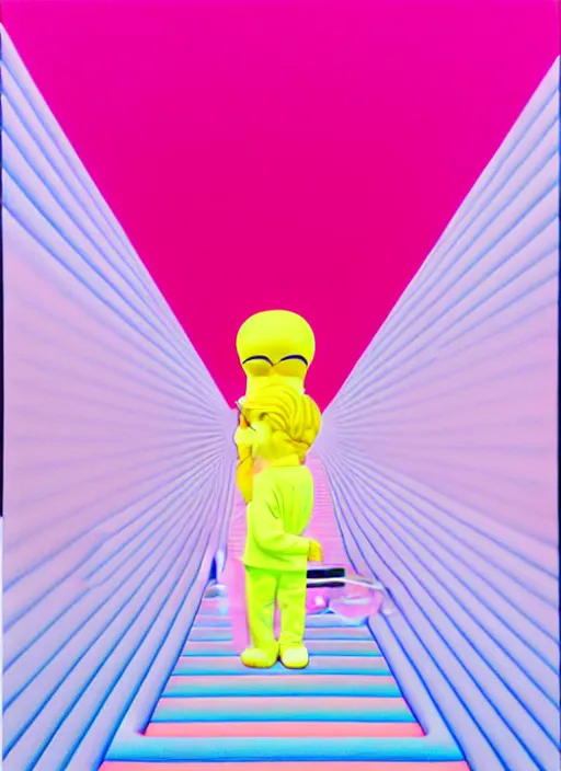 Prompt: kissing pink by shusei nagaoka, kaws, david rudnick, airbrush on canvas, pastell colours, cell shaded!!!, 8 k