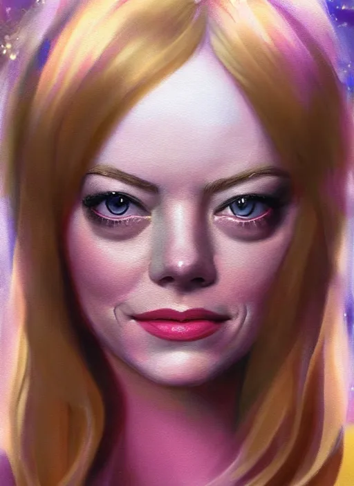 Image similar to amazingly pretty painting depiction of Emma Stone in 2012 as a young goddess staring seductively at you. ultra detailed painting at 16K resolution and amazingly epic visuals. epically beautiful image. amazing effect, image looks gorgeously crisp as far as it's visual fidelity goes, absolutely outstanding. vivid clarity. ultra. iridescent. mind-breaking. mega-beautiful pencil shadowing. beautiful face. Ultra High Definition. godly shading. amazingly crisp sharpness. photorealistic film cel processed twice..