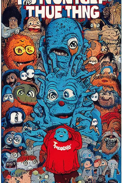 Image similar to the thing 1 9 8 2 movie poster with intricate detail and monsters from the movie