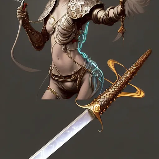 Image similar to a shiney metalic intricate detailed magical sword, concept art by peter mohrbacher, featured on polycount, art nouveau, polycount, artstation hq, artstation hd