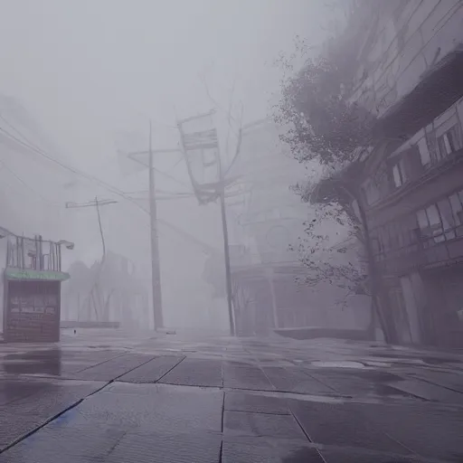 Prompt: an abandoned city with foggy weather and a storm, award winning, trending on artstation, unreal engine