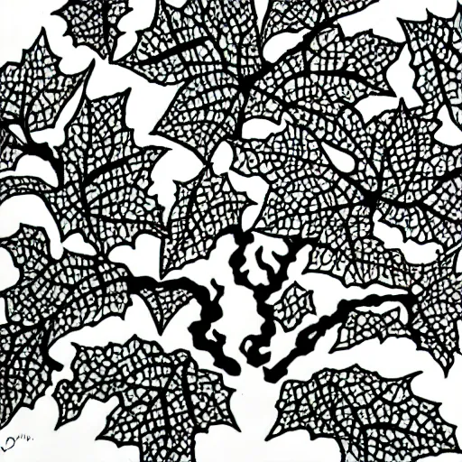 Image similar to zen ivy, ink