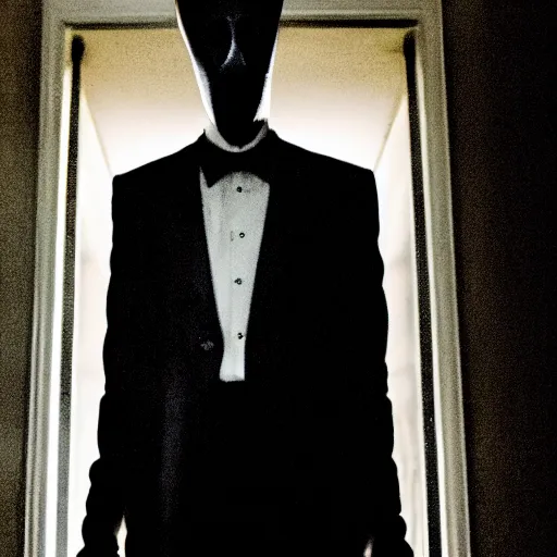 Prompt: still photo of slenderman in american horror story : deep web ( 2 0 2 4 ), cinematic lighting, scene, cinematic