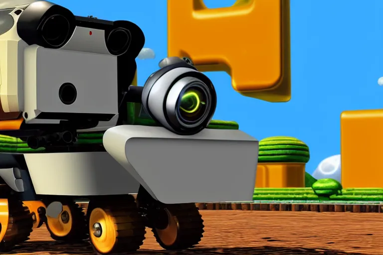 Image similar to wall - e in super mario 6 4, heavy detailed, ultra high definition quality, yakuza game engine graphics