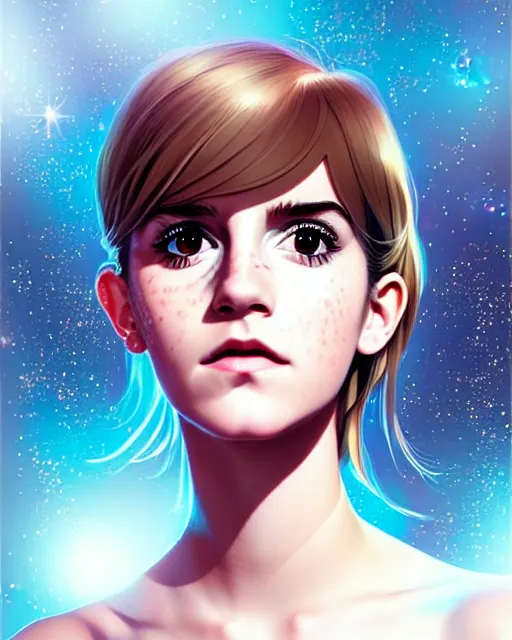 Image similar to portrait Anime space cadet Emma watson cute-fine-face, pretty face, realistic shaded Perfect face, fine details. Anime. realistic shaded lighting by Ilya Kuvshinov Giuseppe Dangelico Pino and Michael Garmash and Rob Rey, IAMAG premiere, aaaa achievement collection, elegant freckles, fabulous