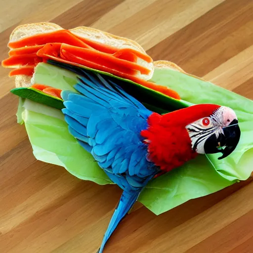 Image similar to macaw taffy sandwich
