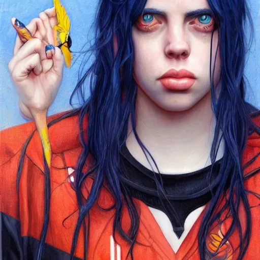 Prompt: Billie Eilish, by Chris Moore, by Mark Brooks, by Donato Giancola, by Victor Nizovtsev