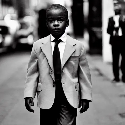 Image similar to street photo of young donald trump, black and white, by gilbert weingourt