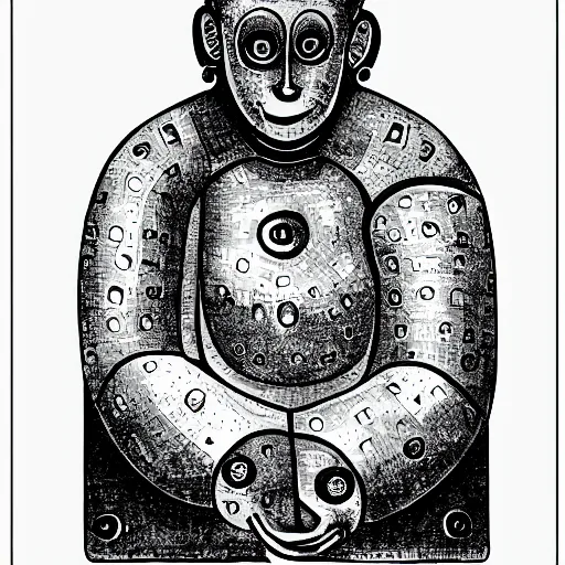 Image similar to black and white dada artwork of the golem from prague lab